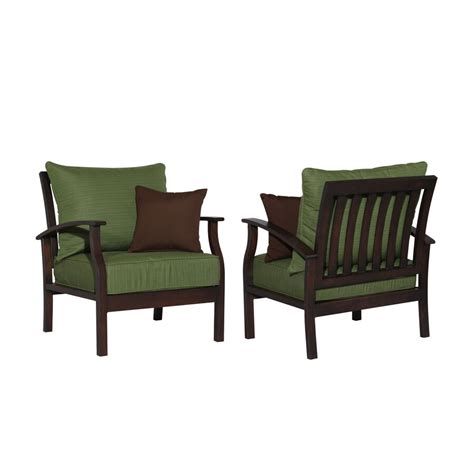 Allen Roth Set Of 2 Eastfield Aluminum Patio Chairs With Solid Green