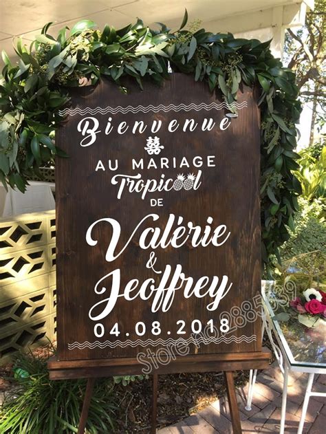 Bienvenue Wedding Sticker New Design French Welcome Sign Custom Name