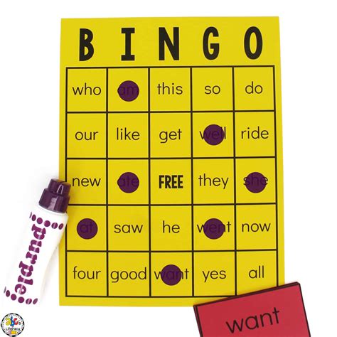 Kindergarten Sight Word Bingo Sight Word Activity