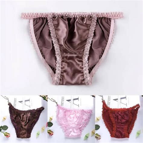 Women Sexy Silk Satin Panties Lingerie Underwear Thong G String Briefs Knickers Eur 9 22