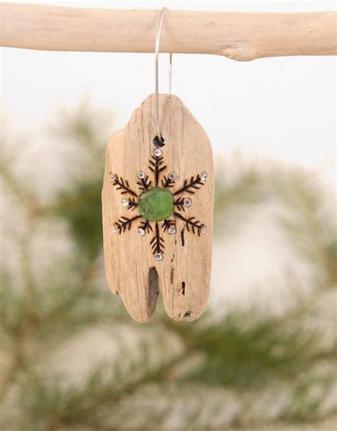 Driftwood Christmas Ornament With Wood Burned By Onceuponashore Sea Glass Crafts Sea Glass Art