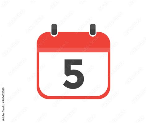 Simple Calendar With Date 5 Day Five Logo Design Calendar Icon Flat