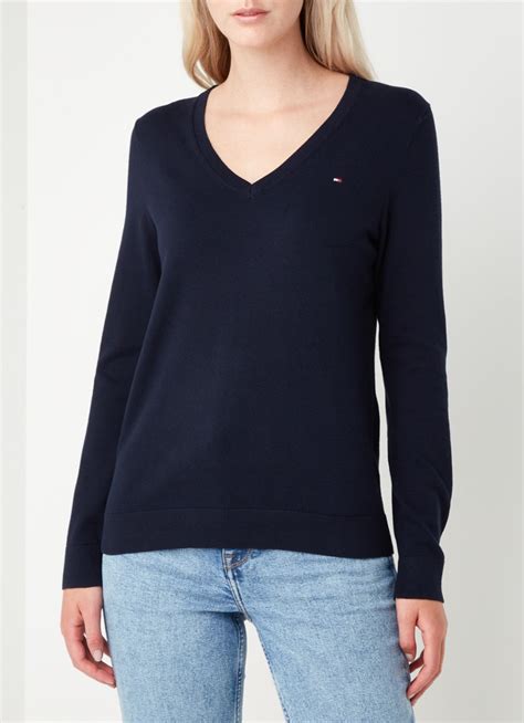 tommy hilfiger heritage pullover met v hals de bijenkorf