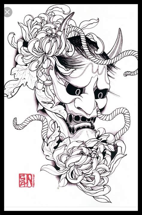 Drawing Mask Demon Hannya Samurai Japanese Oni Sketch Draw Traditional