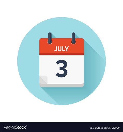 July 3 Flat Daily Calendar Icon Date Royalty Free Vector