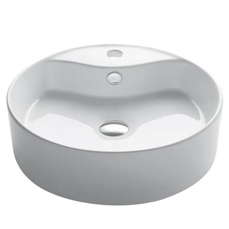 Kraus Elavo Round Vessel White Porcelain Ceramic Bathroom Sink With