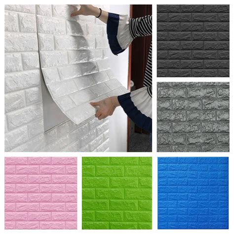 3d Brick Wall Stickers Foam White Thick Diy Self Adhesive 70×77cm Decor