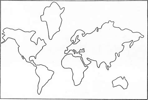 Continents Cut Template Coloring Map Drawing Outs Seven Globe Pangea