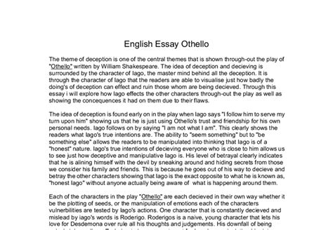 Character Analysis Of Othello Essay Examples Papers