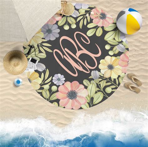 Embroidered boho tunic with an effortlessly chic fit, featuring a short kimono sleeve and fringe trim. Boho Floral Round Beach Towel (Personalized) - YouCustomizeIt