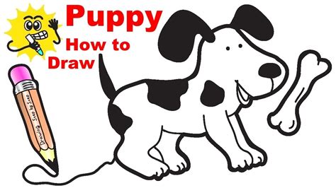 How To Draw A Cute Puppy With A Bone Easy Draw Dog