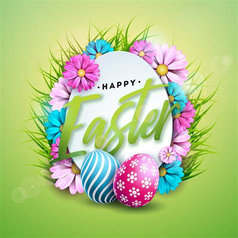 Vector Illustration Of Happy Easter Holiday With Painted Egg And Color