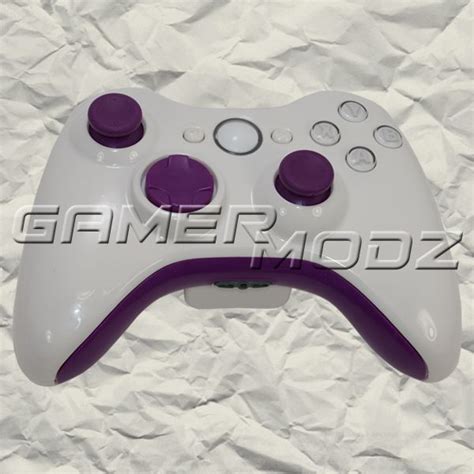 Glossy White And Glossy Purple Xbox 360 Controller Modded Controller