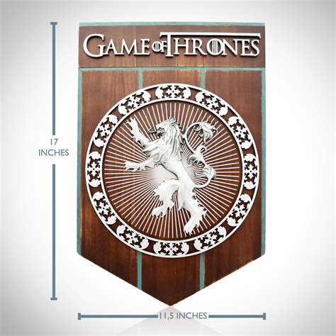 Game Of Thrones House Of Lannister Wood Metal Crest Rare T