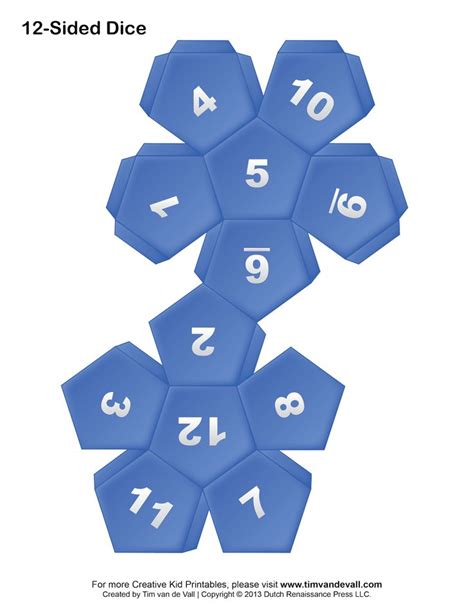 Printable Paper Dice Template Pdf Make Your Own 6 10 And 12 Sided Dice