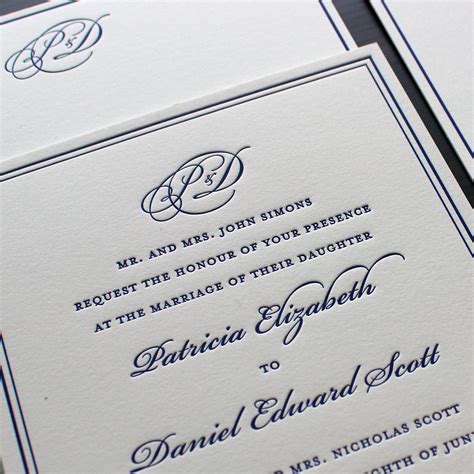 Elegant Monogram Letterpress Wedding Invitation Letterpress Wedding
