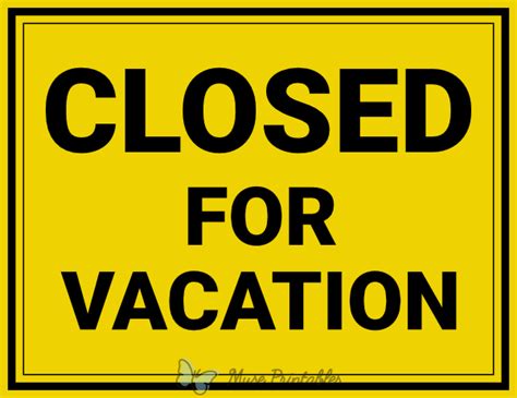 Printable Closed For Vacation Sign