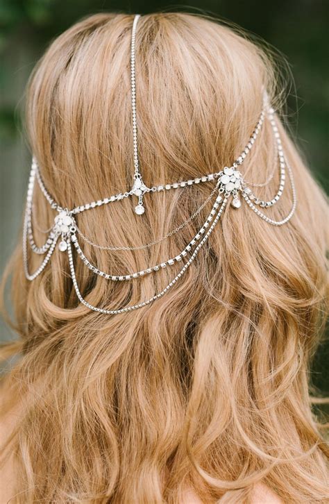 Madeline Floral Crystal Hair Chain Hair Chains Hair Chain Jewelry Bridal Hair Chain