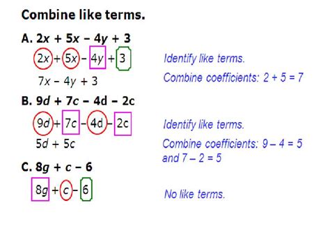 Combining Like Terms Distributive Property Worksheet