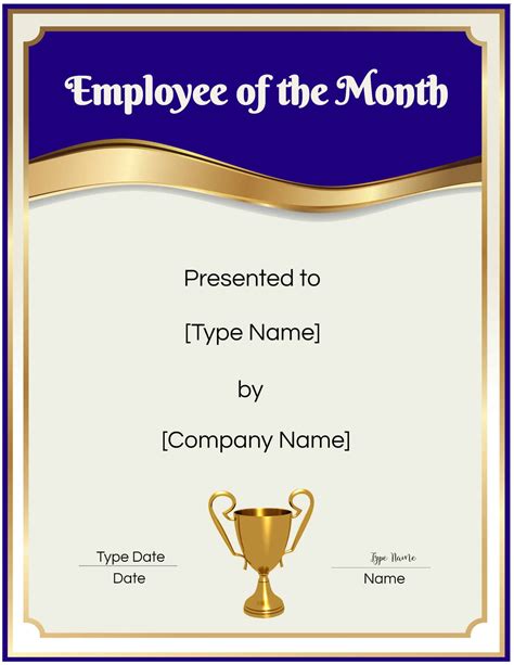 Printable Employee Of The Month Certificate