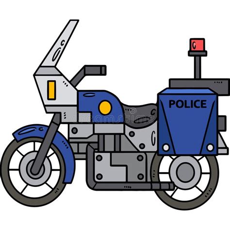 Police Motorcycle Cartoon Colored Clipart Stock Vector Illustration