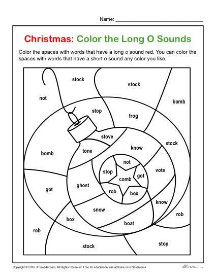 Color The Long O Printable Christmas Letter Sounds Activity Short