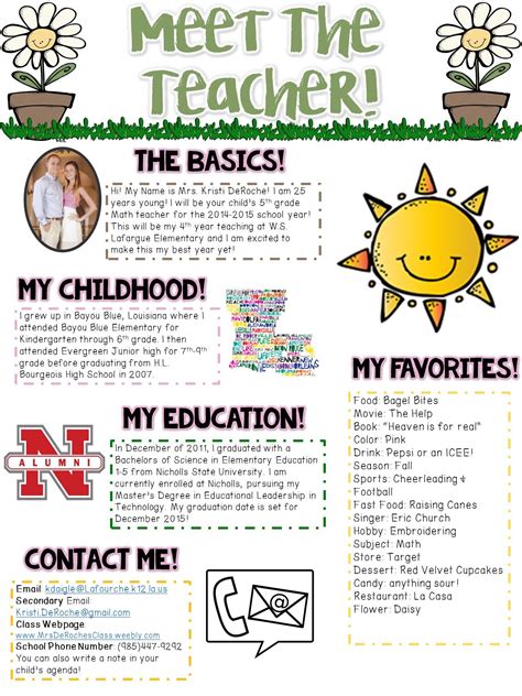 Meet The Teacher Newsletter Editable Spring Theme Meet The Teacher