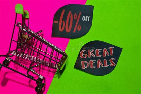 60 Off And Great Deals Text And Shopping Cart Discount And Promotion