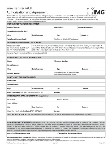 Wire Transfer Form Img Global Fill Out And Sign Printable Pdf