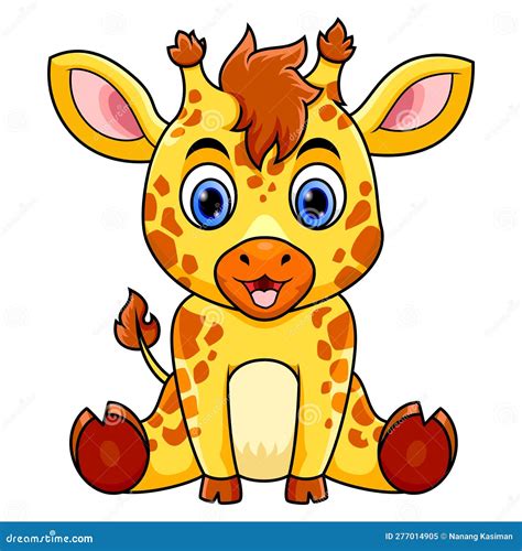 Cute Baby Giraffe Cartoon Sitting Stock Vector Illustration Of