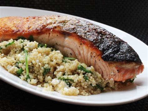 Skillet Salmon With Quinoa Feta And Arugula Recipe