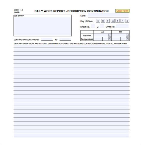 Daily Job Report Sample Master Of Template Document
