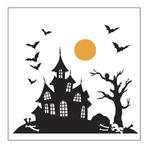 Haunted House Pillow And Tote Stencil Halloween Stencils Haunted House