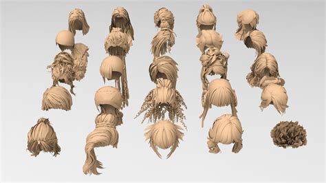 Artstation 25 Female Hair Pack 3 Game Assets