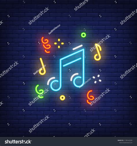 Music Note Neon Sign Party Disco Stock Vector Royalty Free 1178142259