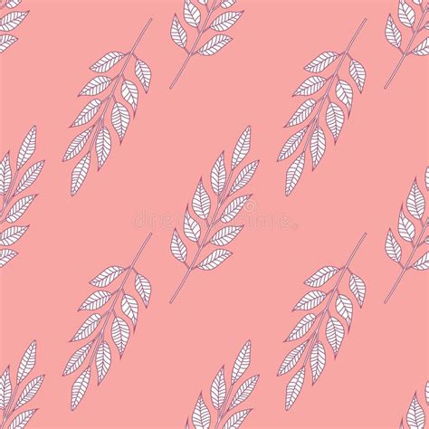 Geometric Branches Leaf Seamless Pattern Hand Drawn Vintage Leaves