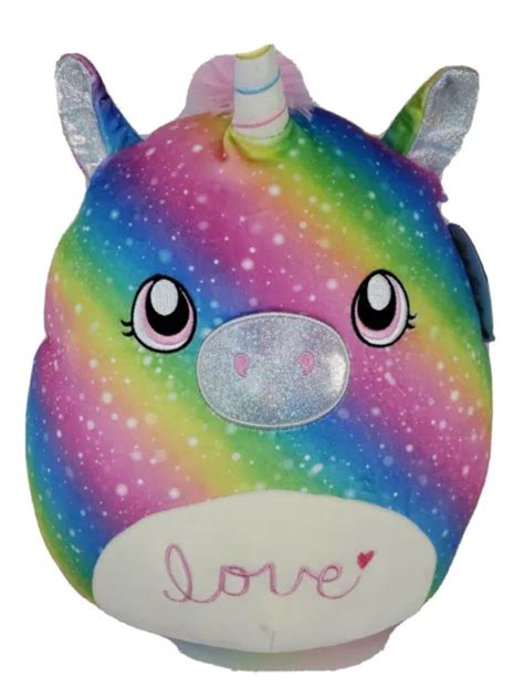 Squishmallows Prim Rainbow Unicorn Plush Love Heart Soft Stuffed Toy