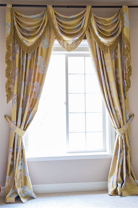 Elegant Royal Gold Pole Swag Valance Curtain Set