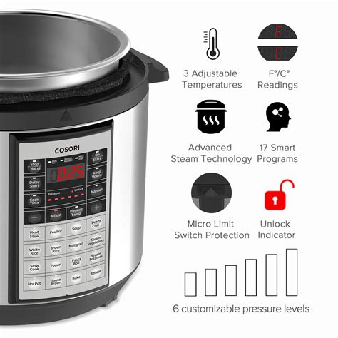 COSORI 6 Qt Premium 8 In 1 Programmable Multi Cooker Pressure Cooker