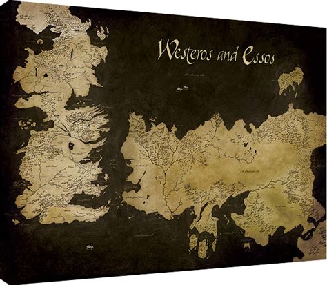 Canvas Print Game Of Thrones Westeros And Essos Antique Map