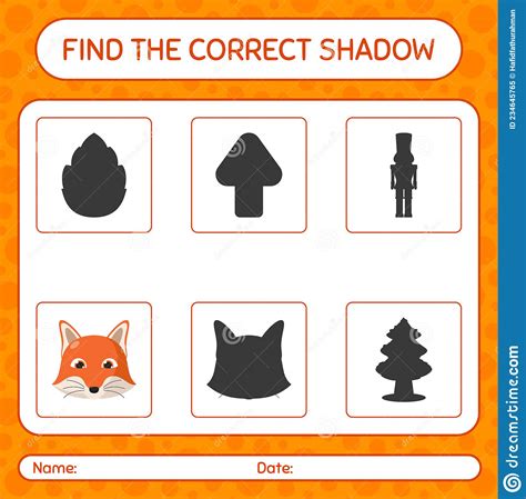 Find The Correct Shadows Game With Red Fox Worksheet For Preschool