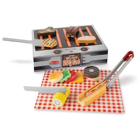 Melissa And Doug Wooden Grill And Serve Bbq Set In 2021 Wooden Play Food