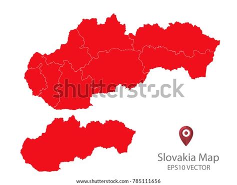 Couple Set Mapred Map Slovakiavector Eps10 Stock Vector Royalty Free