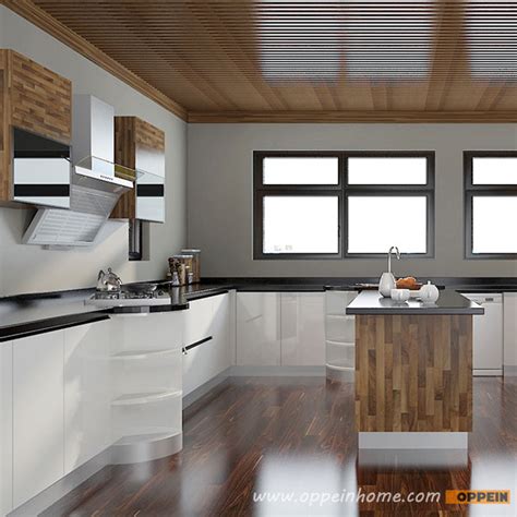 A stunning acrylic design, with 2 different colours really brightens up the wood. OPPEIN Kitchen in africa » OP15-A07：Modern White High ...