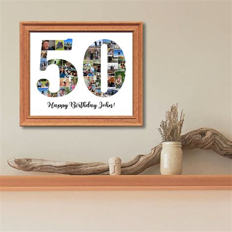 50th Birthday Photo Collage Fifty 50 Year Photo Collage Number Etsy
