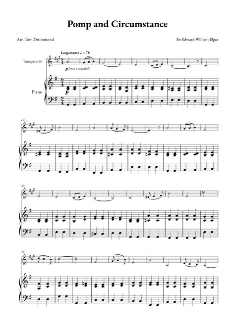 Pomp And Circumstance Arr Tom Drummond Sheet Music Elgar Trumpet