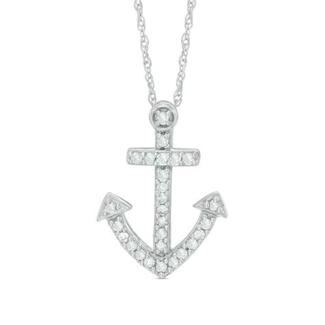 Check spelling or type a new query. 1/8 CT. T.W. Diamond Anchor Pendant in 10K White Gold ...