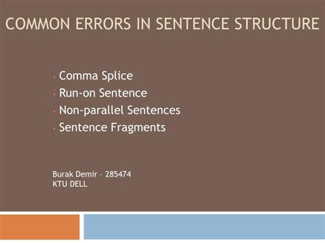 Ppt Common Errors In Sentence Structure Powerpoint Presentation Free