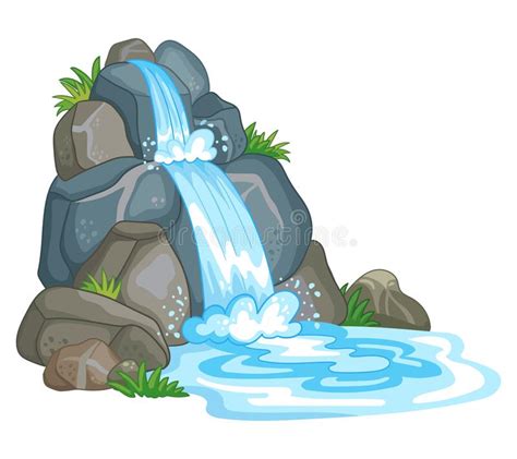 Waterfall In Cartoon Style Vector Isolated Illustration Stock Vector