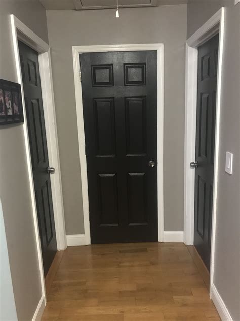 Hallway Doors Painted Black Using Behr Black Mocha And Walls Painted